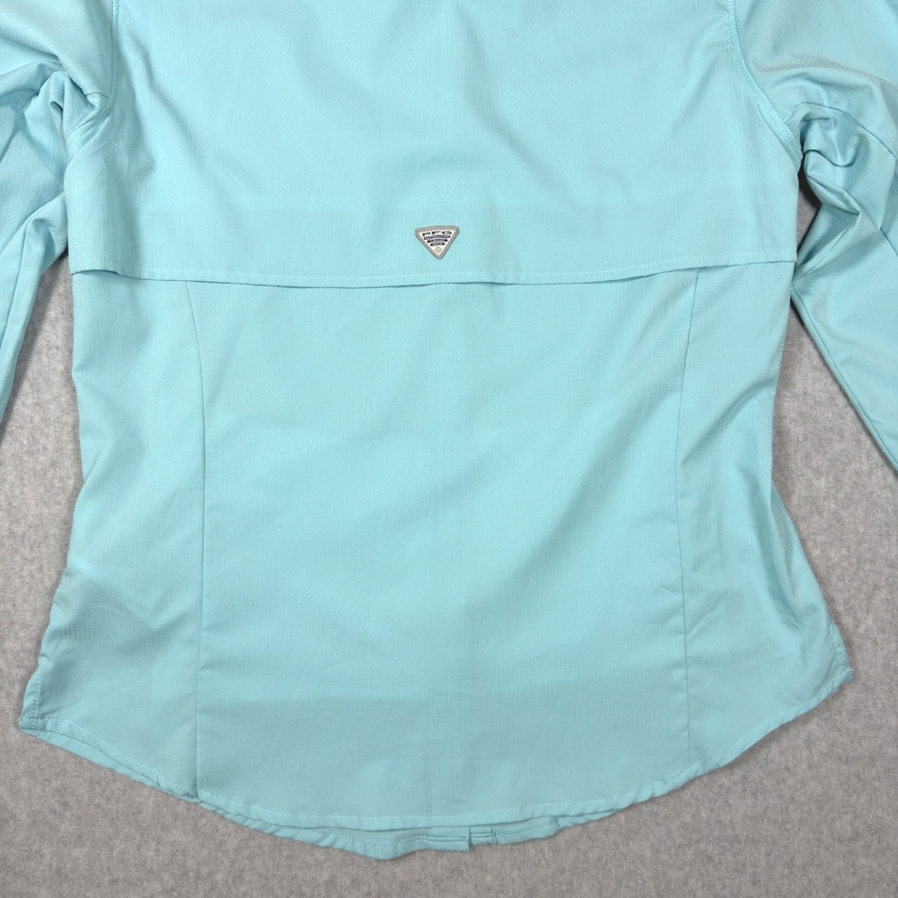 Columbia PFG Womens Medium Blue Long Sleeve Snap Front Fishing Shirt Ventilated - Picture 11 of 12